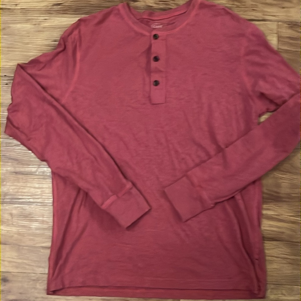 J. Crew Vibrant Light Red Cotton Henley